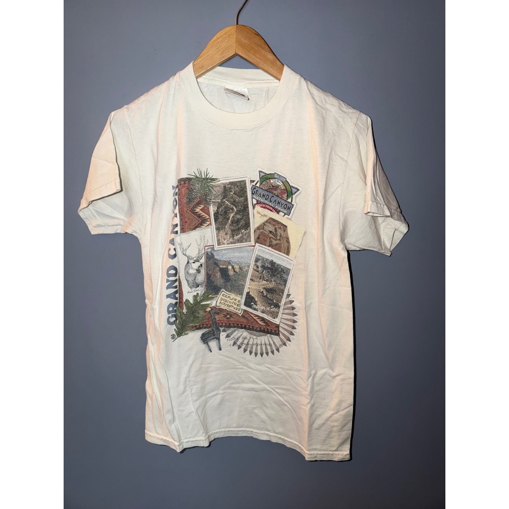 Vintage Tultex Grand Canyon National Park Graphic T-Shirt Cream Mens Small